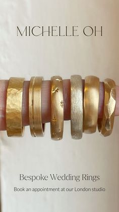 Bespoke Wedding Bands - Handcrafted in Recycled Gold - Michelle Oh, London. Engagement Rings Alternative, Creative Wedding Souvenirs, Thigh Jewelry, His And Hers Wedding Bands, London Jewelry, Couple Ring Design, Modern Wedding Rings, Gold Wedding Bands, Wedding Types