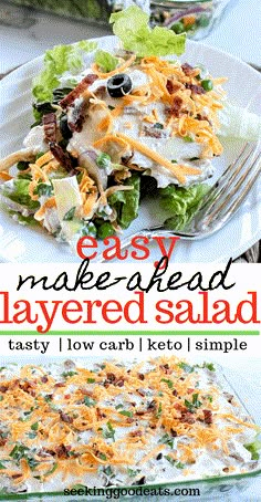 easy make - ahead layered salad with tasty low carb keto and simple dressing