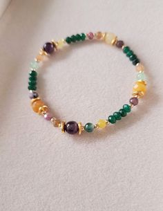 Very combinable bracelet made with beautiful agates in different colors, amethyst and jade. All of your jewelry comes nicely packed in cotton bag. Raw Amethyst Ring, Colorful Bracelet, Amazonite Bracelet, Agate Geode, Amethyst Bracelet, Colorful Bracelets, Amethyst Ring, Cotton Bag, Diy Bracelets