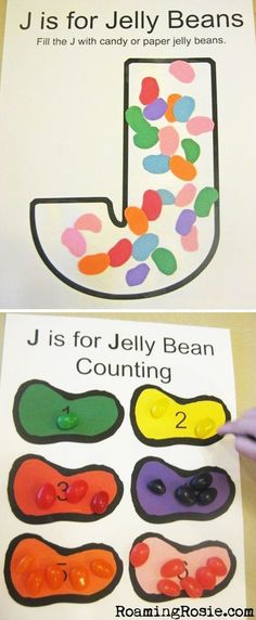 the jelly bean counting game is being used to teach children how to count and write numbers