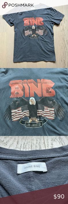 Anine Bing Vintage Eagle Graphic Tee American Flag And Eagle, Eagle Graphic Tee, Baggu Bags, Eagle Graphic, Anine Bing, Wallet Shop, Garment Bags, Rain And Snow Boots, Boot Sandals