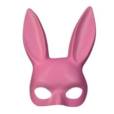 a pink bunny mask with ears on it