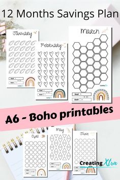 the free printable planner pages with text that reads 12 months savings plan