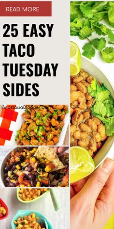 Explore 25 easy and healthy side dishes for Taco Tuesday. The pin features mouthwatering taco accompaniments spread over 4 enticing images. Perfect for adding flavor to your taco night! Creamy Dips, Taco Side Dishes, Flavorful Rice, Zesty Salad, Healthy Tacos, Taco Lover, Easy Taco, Taco Night