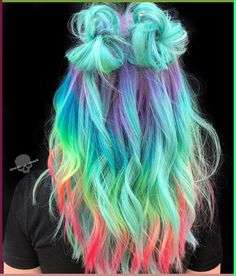 I love it Hairstyle Ombre, Hair Rainbow, Rainbow Hair Color, Cute Hair Colors, To Try, Neon Hair, Hair Color Crazy, Multicolored Hair, Beautiful Hair Color