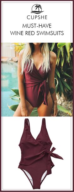 Beach-goers are searching to perfect their summer looks and sunny vibes. What about a wine-red One-piece bathing suit with a cute tie design. You'll love it at the first sight. FREE shipping! Check now. Sunny Vibes, Swimsuit Season, Red Swimsuit, Tie Design, Swim Suits, Krabi, Wine Red, Summer Wear, Summer Looks