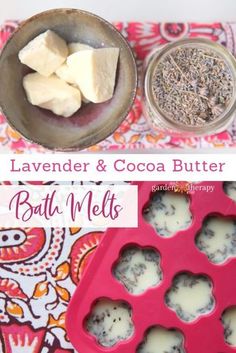 lavender and cocoa butter melts in muffin tins