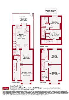 the floor plan for an apartment with two floors and three bedroom apartments on each level