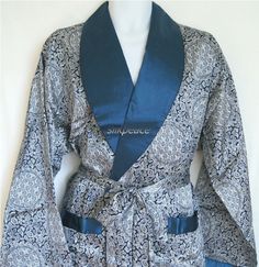 Luxurious Mens Silk Satin Pajamas Kimono Robe Gown Loungewear US M L XL 2XL 3XL  #silkpeace #Robes Blue Long Sleeve Robe, Fitted Long Sleeve Home Robe, Fitted Long Sleeve Robe, Fitted Blue Sleepwear For Home, Mens Pjs, Silk Pajama Pants, Prom Inspiration, Men's Robes, Silk Pajama