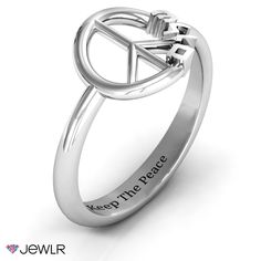 This extra special, spiritual yet fashionable ring includes the Hebrew word for peace in 3 dimentional lettering. Personalize yours with your choice of sterling silver, white gold, yellow gold or rose gold. Skyline Ring, Peace Ring, Personalized Wedding Rings, Party Hardy, Engraved Wedding Rings, Puzzle Jewelry, Custom Jewellery, Fingerprint Jewelry, Monogram Ring