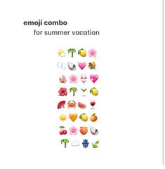 the cover of an emoj combo for summer vacation, with different icons on it