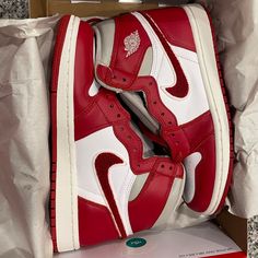 Women’s Size 7, Red, High Top Air Force 1. Never Worn. Brand New With Box. Red Jordan Nike, High Top Red Nike, Jordan Air Force 1 Red, Shoes Nike Red And White, Red High Top Nike Shoes, Nike Hightop, Air Force 1 High Tops, Jordan 1 Red, High Top Air Force