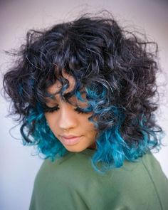 "DIY underdye for curly locks - Actionable steps for curl magic - Vibrant and personalized hair inspiration" Blue Balayage Curly Hair, Color Streaks In Curly Hair, Curly Halo Hair Dye, Dark Hair Dye Color Ideas, Bottom Dyed Hair, Frosted Tips Curly Hair, Blue Highlights Curly Hair, Under Hair Dye Curly, Curly Hair Under Dye