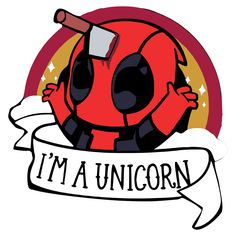 i'm a unicorn sticker with a deadpool holding a baseball bat in its hand