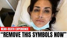 a woman laying in a hospital bed next to a sign that says, remove this symbols now