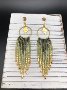 ⋄ Handwoven seed bead fringe earrings made with high quality Japanese Miyuki Delica glass beads ⋄ 100% Brass beading hoop & 100% brass, hammered diamond charm ⋄ gold plated ear wire (nickel free & hypoallergenic)         ⋄ PLEASE DIRECT MESSAGE me with any questions regarding ear wire material, other options ARE available upon request :)  ⋄ Handmade to order ⋄ LENGTH: 3" ⋄ WIDTH: 3/4" ** Please message me if you have any questions or would like to make changes to the original design! I am happy Cheap Vintage Gold Beaded Earrings, Cheap Unique Gold Beaded Earrings, Unique Gold Beaded Earrings At Low Price, Cheap Gold Beaded Earrings For Women, Luxury Gold Bohemian Beaded Earrings, Affordable Unique Gold Beaded Earrings, Cheap Gold Hypoallergenic Beaded Earrings, Cheap Gold Beaded Earrings, Cheap Gold Beaded Dangle Earrings