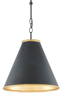 Currey and Company - 9000-0534 - One Light Pendant - Antique Black/Gold Leaf/Painted Gold Chandeliers Antique, Gold Pendant Light, Diy Pendant Light, Gold Leaf Painting, Blue Pendant, Black Pendant, Small Pendant, Pendant Chandelier, One Light