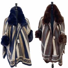 Women Winter Coat Poncho Sweater Ruana Cape Faux Fur Trim Cardigan Open Front Great Gift for Christmas and New year Description: -    Winter open front poncho capes, warm and fashionable, keeping you warm and match all kinds of style of wearing Extremely soft and warm, wrap the shawl freely around any outfit and it will keep you warm all day long Can be used as open front cardigan as well as a widely scarf, also can be worn as a pashmina or used as a picnic blanket during outdoor activities Grea Sweater Ruana, Fur Trim Cardigan, Women Winter Coat, Open Front Poncho, Edgy Glam, Poncho Cape, Poncho Sweater, Winter Coats Women, Open Front Cardigan