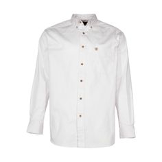 The Ariat� Twill Long-Sleeve Shirt is a classic look when you want to impress. This Ariat dress shirt is a solid-color Western shirt that's perfect for a special occasion, horse show, or rodeo night. It's comfortable yet tough, with Greater Arm Mobility that won't restrict your movement. The Ariat Twill Long-Sleeve Shirt for Men has a button front, button-down collar, and left chest pocket. Imported.      Classic Western dress shirt ;    Long sleeves;    Greater Arm Mobility technology for range White Business Shirt For Fall, White Dress Shirt With Button Closure For Fall, Classic Long Sleeve Shirt With Button Closure, Casual White Top With Relaxed Fit, Traditional Fit Long Sleeve Cotton Top, Traditional Fit Cotton Long Sleeve Tops, Casual Long Sleeve Shirt In Traditional Fit, Semi-formal Solid Cotton Shirt, White Semi-formal Shirt For Fall