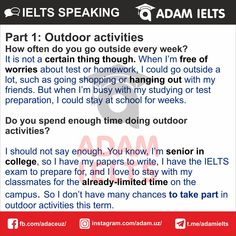 an ad with the words ielts speaking and other things to do in front of it