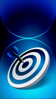 a dart hitting in the center of a blue target