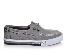 Boy's Nautica Casual Lace-Up Boat Shoes. Let him show off his preppy style in the Nautica Spinnaker 13-6! He'll love the look and feel of soft canvas uppers, cushioned footbed for all day comfort, and moc stitched toe front. From khakis to denim, the Nautica Spinnaker 13-6 will be his go to shoe for any occasion! Vulcanized construction with textured toe bumper and sidewall trim,Flexible rubber traction outsole,Cushioned footbed for added comfort,Heel overlay for added durability,360° boat shoe Casual Lace-up Sneakers For Boating, Casual Low-top Boat Shoes For Boating, White Lace-up Casual Boat Shoes, Casual White Lace-up Boat Shoes, Casual Lace-up Boat Shoes, Sporty Low-top Sneakers For Boating, Casual Slip-on Boat Shoes, Casual Round Toe Boat Shoes, Sporty Boat Shoes With Round Toe For Boating