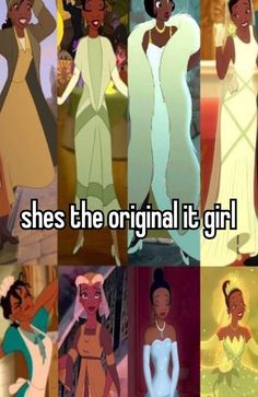 some disney princesses that are all different colors and sizes with the caption she's the original it girl