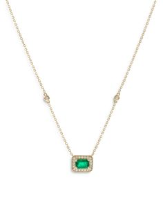 Bloomingdale's Emerald & Diamond Halo Pendant Necklace in 14K Yellow Gold, 18 - 100% Exclusive Pendants Gold, Diamonds Necklace, Halo Pendant, Emerald Necklace, Exclusive Jewelry, Jewelry Inspo, Diamond Halo, Emerald Diamond, Green Gold