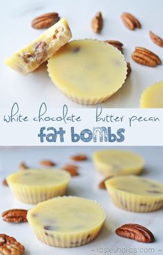 White chocolate, meet butter pecan in this delicious fat bomb recipe. 30g of fat and less than 1 carb in each one! One of our favorite keto, low carb, high fat treats. Desserts Keto, Fat Bomb, Keto Pancakes, Fat Bomb Recipe, Low Carb Sweets, Keto Fat, Chocolate Butter, Cheesecake Brownies, Diet Vegetarian