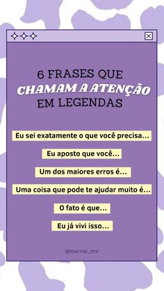 a purple and white camouflage background with the words 6 frases que chaman la attengo em legendas