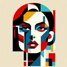 Geometric Lady Canvas Portrait Art Abstract Faces, Geometric Art Drawing Simple, Geometric Face Art, Contrast Graphic Design, Elements Of Design Line, Abstract Self Portrait, Face Abstract Art, Elements Of Design Shape, Modern Art Portrait