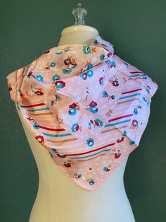 "Beautiful scarf with colorful flowers on bubble gum pink background 23\" square  Made in Japan" Blossom Scarf, Japan Cherry Blossom, Beautiful Scarf, Scarf Head, Bubble Gum Pink, Bubblegum Pink, Cherry Blossoms, Pink Background, Bubble Gum