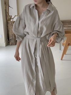 Lapel Loose Balloon Sleeve Shirt Dress – painevida Balloon Sleeve Shirt, Elegant Prom, Mode Abaya, Lantern Sleeve Dress, Mode Casual, Loose Fitting Dresses, Dress Shirt Sleeves, Beach Casual, Long Shirt Dress