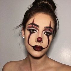 Clown Halloween Makeup Horror Smink, Nem Halloween Makeup, Scary Pennywise, Makijaż Sugar Skull, Pennywise Makeup, Maquillage Halloween Simple, Teknik Makeup, Halloween Makeup Clown