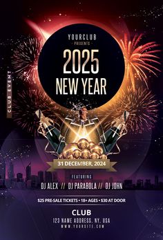 Happy New Year 2025 Flyer Design (PSD) Evergreen Art, New Year's Eve Flyer, New Year Flyer, New Year Design, Invitation Flyer, New Year Eve, Psd Flyer Templates, Psd Flyer, New Years Poster