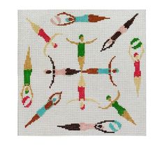 a cross stitch pattern with people on it