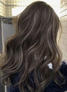 Ash Blonde Underneath Black Hair, Brunette Hair Ideas 2023, Highlights Brown Hair Balayage Ash, Black Hair With Babylights Short, Cool Toned Lowlights, Ashbrown Haircolor Highlights, Hair Colour Inspo For Black Hair, Balayage Hair Korean, Icy Brown Balayage