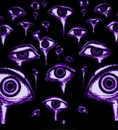 an image of many different eyes in purple and black colors with the words, what do you see?