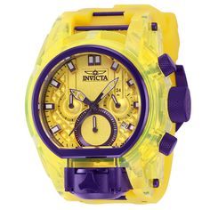 This eye-catching Invicta watch from the Anatomic collection is powered by an accurate Quartz movement, purple, yellow case. Its face is decorated by a yellow, purple , metal dial, and protected by a sturdy Mineral Crystal. A yellow, purple , stainless steel, silicone band completes this timepiece that can resist water for up to 100 m. From its founding in 1837 to the present day, innovative excellence has been at the core of each collection throughout the history of Invicta. Here at Invicta Sto Yellow Chronograph Watch For Formal Occasions, Modern Yellow Watch Accessories With Analog Display, Yellow Chronograph Watch With Analog Display, Modern Yellow Watch With Round Dial, Yellow Chronometer Watch Accessories, Yellow Watch With Subdials And Round Dial, Purple Chronograph Watch Accessories With Round Dial, Luxury Purple Men's Watches, Yellow Chronometer Watch With Round Dial