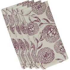 two napkins with purple flowers on them