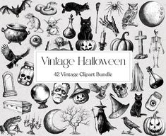 the vintage halloween clipart bundle