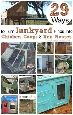 the cover of 29 ways to turn junkyard finds into chicken coops and hen houses