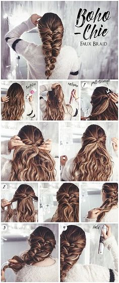 Hair tutorial: Bohemian Chic Faux Braid #SimpleBraidedHairstyles #SimpleHair click for more info.. Faux Braids, Hair 2018, Braided Hairstyles Easy, Braided Updo, Wedding Diy, Super Ideas, Trendy Hairstyles, Hair Updos