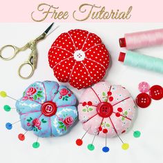 sewing supplies are sitting on a table with the words free pattern above it and below them