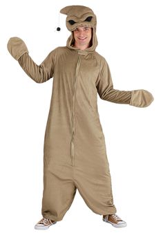 a man in a monkey costume is smiling and holding his arms out to the side