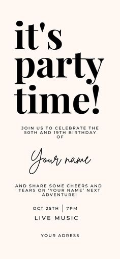 an image of a party card with the words it's party time