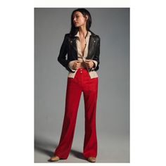 Anthropologie Naomi Linen Wide Leg Flare Pants. Nwt. Size 00. Color- Red. Retail- $150 Color More Accurate In Actual Photos. Wide Leg Flare Pants, Red Wide Leg Pants, Sequin Flare Pants, Cute Travel Outfits, Striped Flare Pants, Digital Dress, Red Joggers, St Patrick's Day Outfit, Leg Pants Outfit