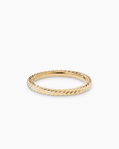 David Yurman | Cable Collectibles® Stack Ring in 18K Yellow Gold, 2mm David Ring, Jewelry Stack, Light Blue Sapphire, David Yurman Ring, Stack Rings, Crossover Ring, Stack Ring, Women's Rings, Stacked Jewelry