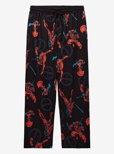 You'll be an honorary hero in these Deadpool sleep pants! Cozy fabric features an allover print of the comic book character in his signature suit  fitted with a drawstring waist  button fly  and side pockets. Sweet dreams guaranteed!A BoxLunch Exclusive!92% polyester; 8% spandex Listed in unisex sizesWash cold with like colors; dry lowImported Marvel Pajamas, Marvel Comics Deadpool, Disney Dragon, Woody Toy Story, Book Character, In My Feelings, Marvel Deadpool, Sleep Pants, Big And Tall Outfits