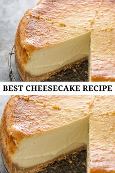 the best cheesecake recipe ever is in this round pie pan and it's ready to be eaten